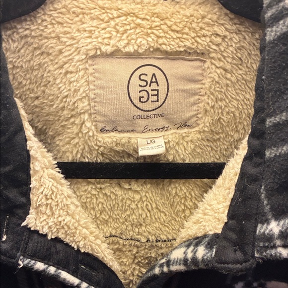 💙🖤SAGE COLLECTIVE🖤💙Sz L Teddy Bear Fleece Black&White Plaid Cozy Soft Flannel!🖤 - Picture 2 of 9